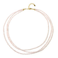 Zilveren halsketting met rozen kwartskristallen (Riya)
