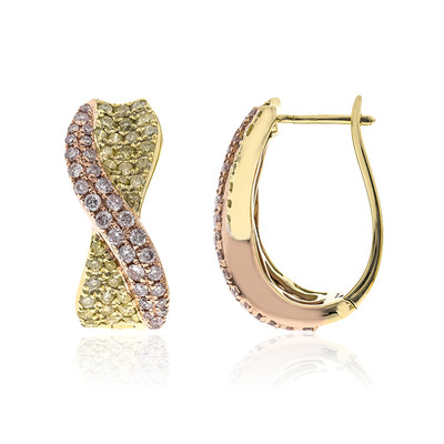 Gouden oorbellen met I1 Roze Diamanten (CIRARI)