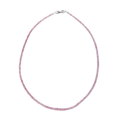 Zilveren halsketting met roze spinelstenen