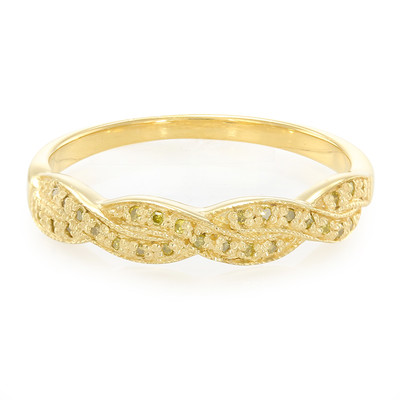 Zilveren ring met goudgele diamanten