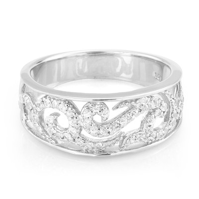 Zilveren ring met witte saffieren