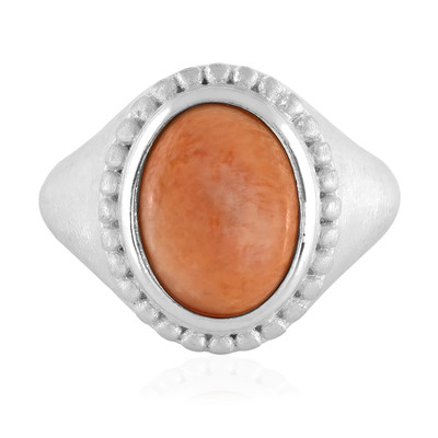 Zilveren ring met een Oranje Steklige Oester