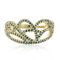 Gouden ring met Koningsblauwe diamanten