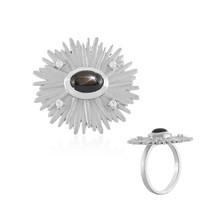 Zilveren ring met een zwarte ster saffier
