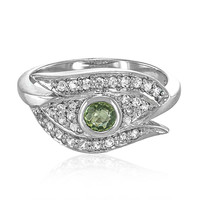 Zilveren ring met een AAA Groene saffier