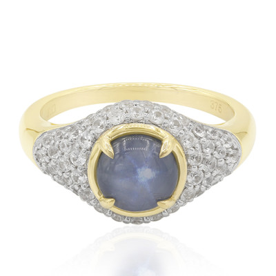 Gouden ring met een Pastel Blauwe Ster Saffier