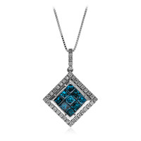 Gouden halsketting met blauwe SI2 diamanten
