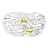 Zilveren ring met gele berillstenen