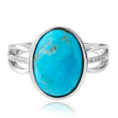 Zilveren ring met een Blauwe Kingman Mohave Turkoois