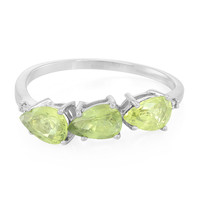 Zilveren ring met AAA Groene saffieren