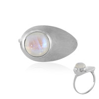 Zilveren ring met een AAA regenboog-maansteen