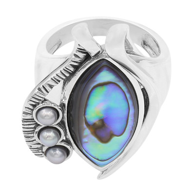 Zilveren ring met een Abalone schelp (MONOSONO COLLECTION)