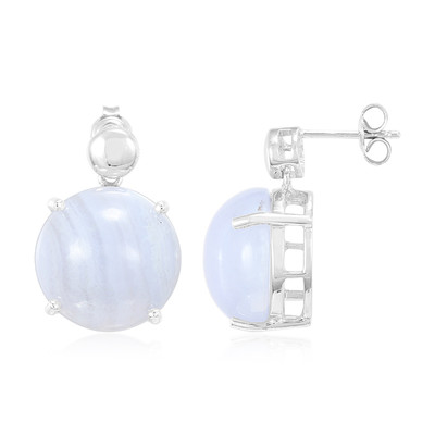 Zilveren oorbellen met blauwe kant agaten