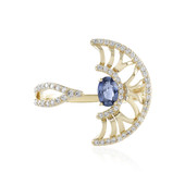 Gouden ring met een Onverhitte blauwe Ceylon saffier