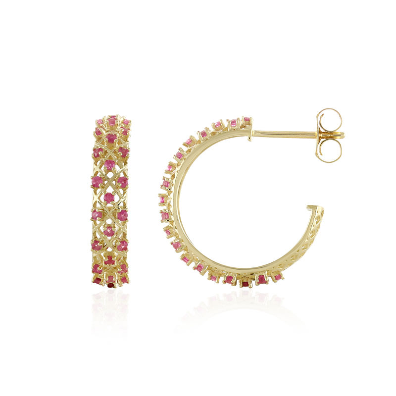 ademen zwemmen Durf Gouden oorbellen met roze saffieren (Ornaments by de Melo)-9541NE | Juwelo  sieraden