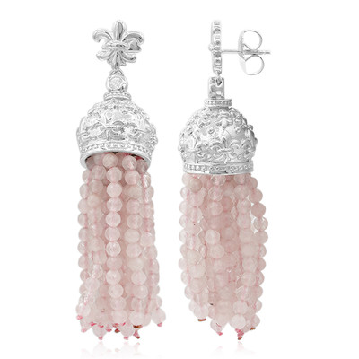 Zilveren oorbellen met rozen kwartskristallen (Dallas Prince Designs)