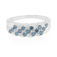 Zilveren ring met Koningsblauwe diamanten