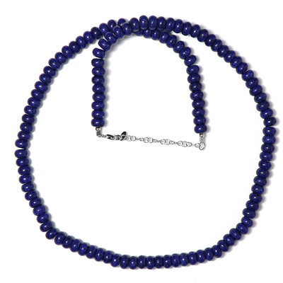 Zilveren halsketting met Marineblauwe kwartskristallen