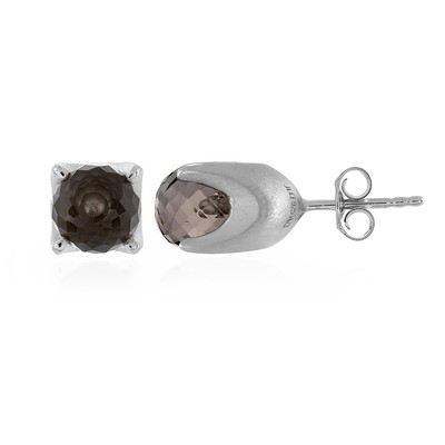 Zilveren oorbellen met rookkwartskristallen