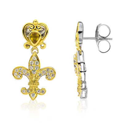 Zilveren oorbellen met gele saffieren (Dallas Prince Designs)