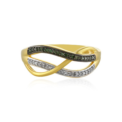 Zilveren ring met I4 Groene Diamanten