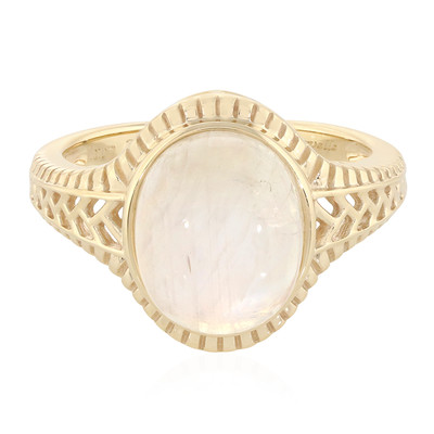 Gouden ring met een regenboog maansteen (La Revelle)