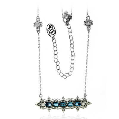 Zilveren halsketting met Londen-blauwe topaasstenen (Dallas Prince Designs)