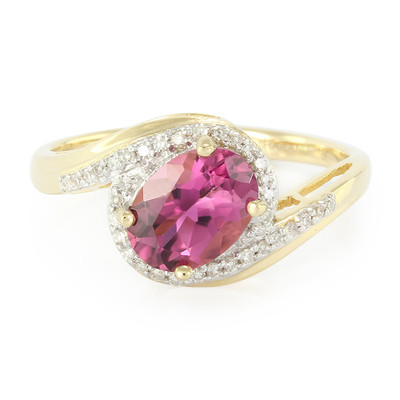 Gouden ring met een AAA roze toermalijn