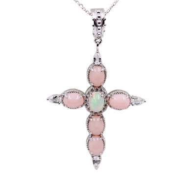 Zilveren halsketting met roze opalen (Dallas Prince Designs)