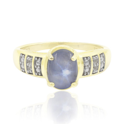 Gouden ring met een blauwe ster saffier