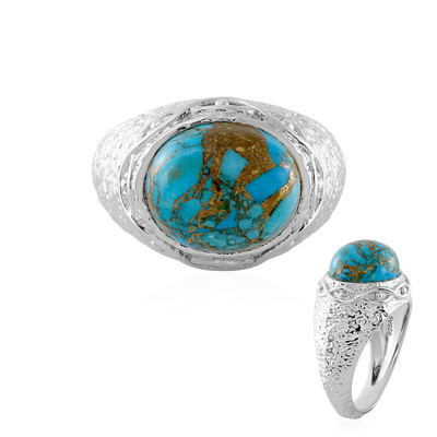 Zilveren ring met een Blauwe Kingman Mohave Turkoois