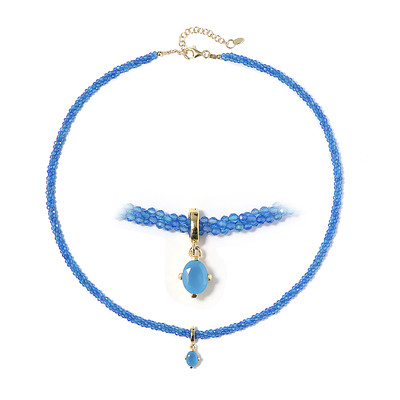 Zilveren halsketting met een Blauwe Onyx
