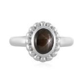 Zilveren ring met een zwarte ster saffier