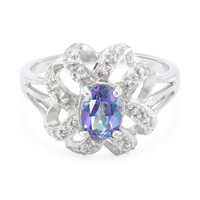 Zilveren ring met een blauwe mystieke-topaas