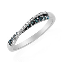 Zilveren ring met I2 Blauwe Diamanten