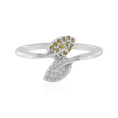 Zilveren ring met een gele SI1 diamant
