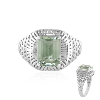 Zilveren ring met een groene amethist
