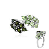 Zilveren ring met groene toermalijnen
