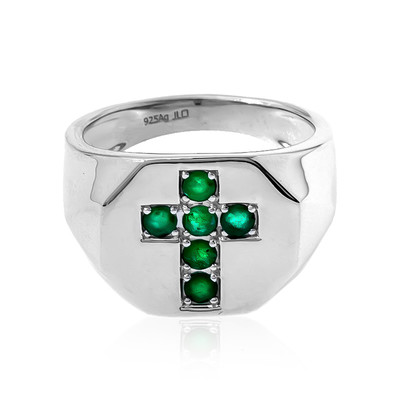 Zilveren ring met smaragden