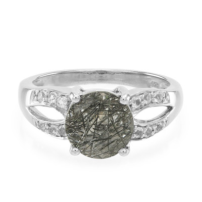Zilveren ring met een zwarte rutielkwarts