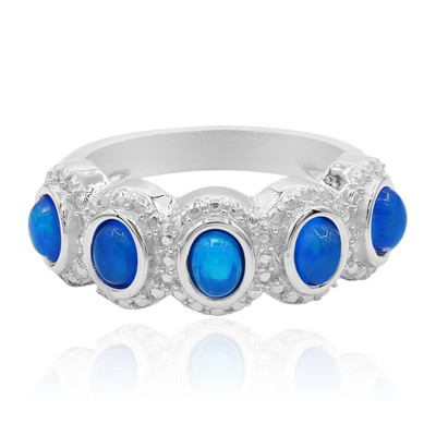 Zilveren ring met Neonblauwe Opalen