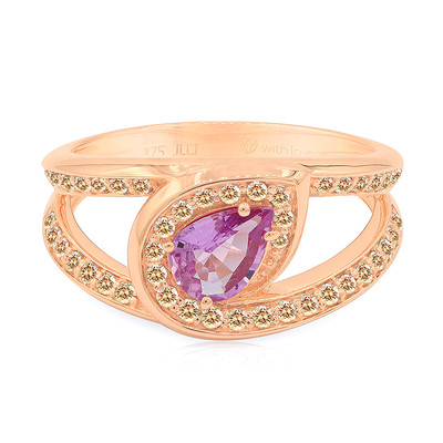 Gouden ring met een roze saffier (Annette)