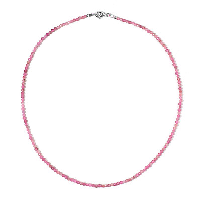 Zilveren halsketting met roze toermalijnen