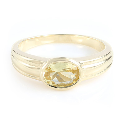 Gouden ring met een neongele danburiet