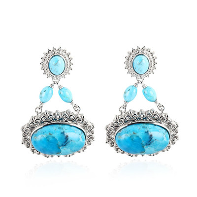 Zilveren oorbellen met Blauwe Kingman Mohave Turkooisen (Dallas Prince Designs)