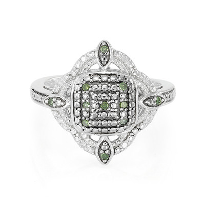 Zilveren ring met groene diamanten