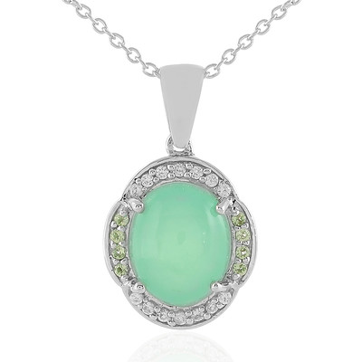 Zilveren halsketting met een groene opaal