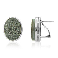 Zilveren oorbellen met platina glitter kwartskristallen