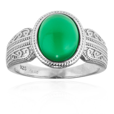 Zilveren ring met een groene agaat