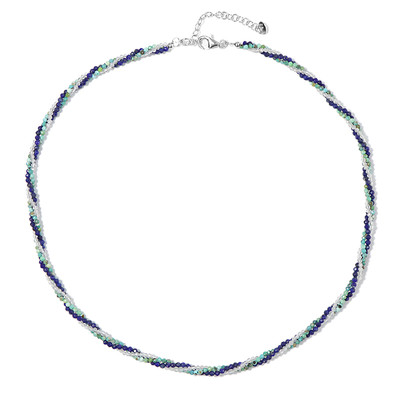 Zilveren halsketting met lapis lazulistenen